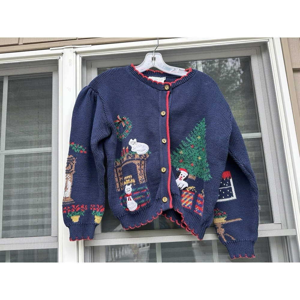 Sweater Loft Christmas Sweater Cottage Grannycore Ugly Collar Vintage 80s Size M